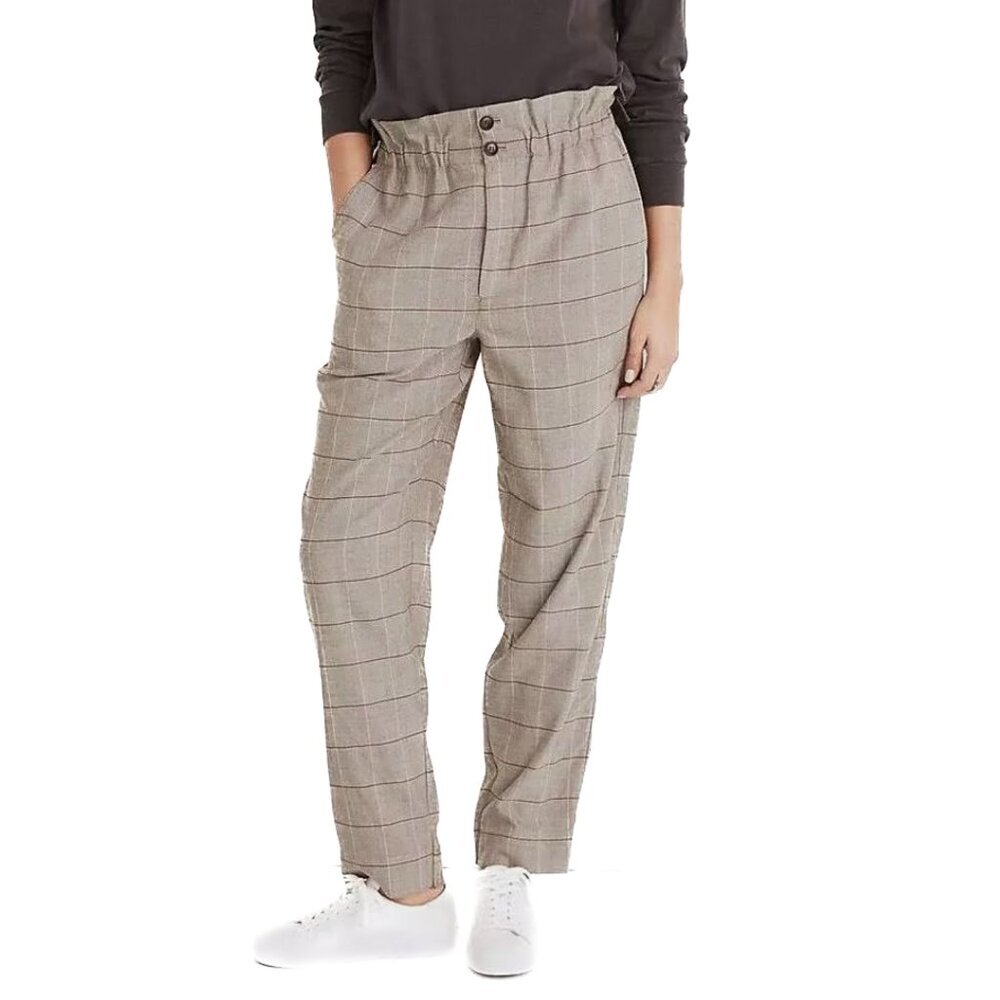 Madewell High-Rise Plaid Paperbag Tapered Pants - Size 2